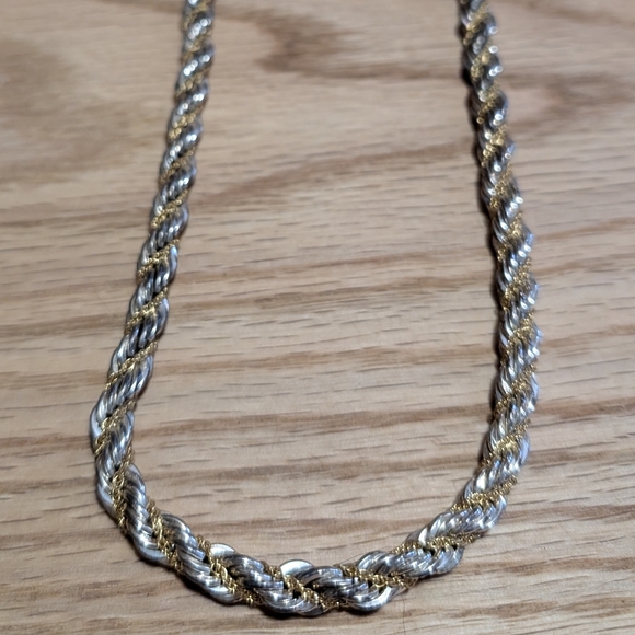 Thick Silver Necklace, w/ smaller gold chain intertwined. - Picture 1 of 7